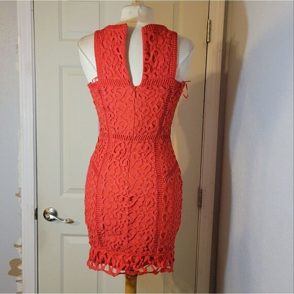 Greylin Red Inset Lace sheath Dress sz XS - Picture 4 of 12